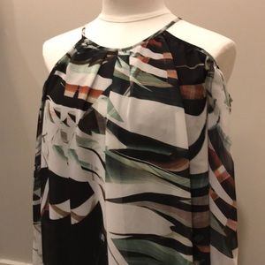 Bar iii botanical print cold shoulder dress